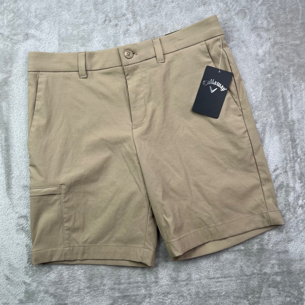 Callaway Performance Shorts Kids M 10-12 Tan Solid Opti-Dri Stretch Utility Golf